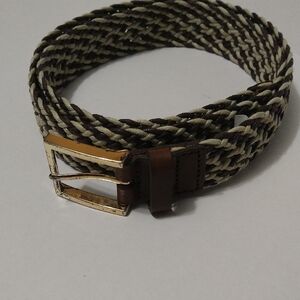 Liz Claiborne Braided Tan and Brown Belt Size L Up To 36